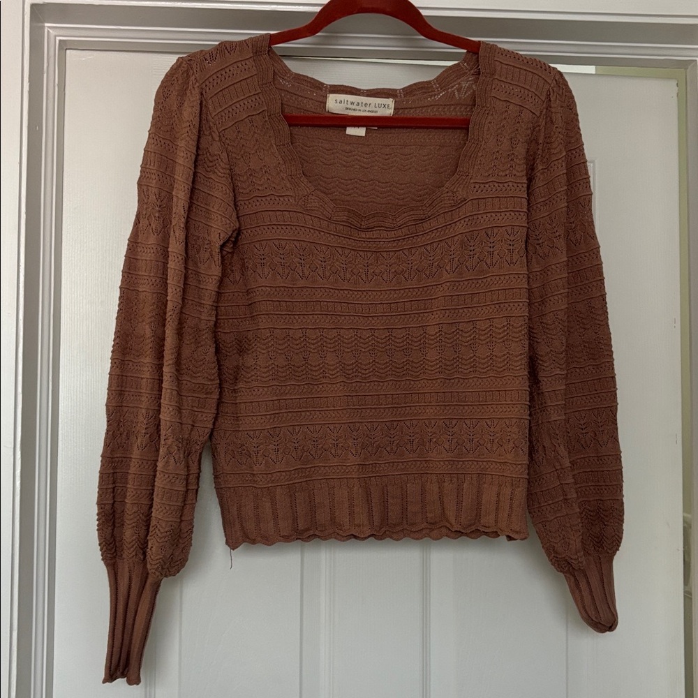 Brown Sweater with Textured Design